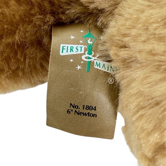First & Main 10 Inch Newton Brown Bear Green Check Bow Soft Plush Stuffed Animal - Picture 4 of 9